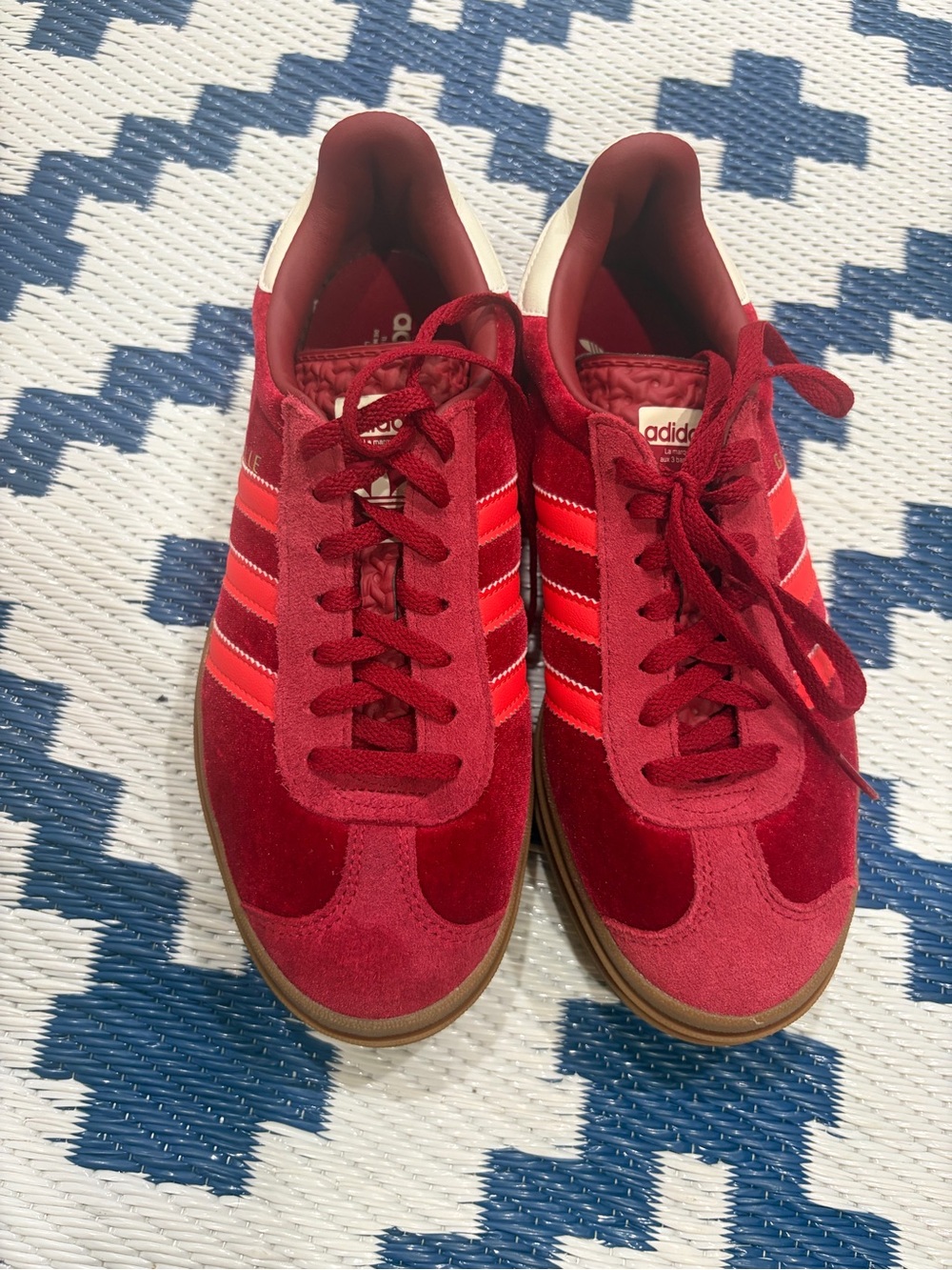 Adidas Gazelle Bold Bright Red Velvet Sneakers (Women's) Size 7.5 - Picture 4 of 9